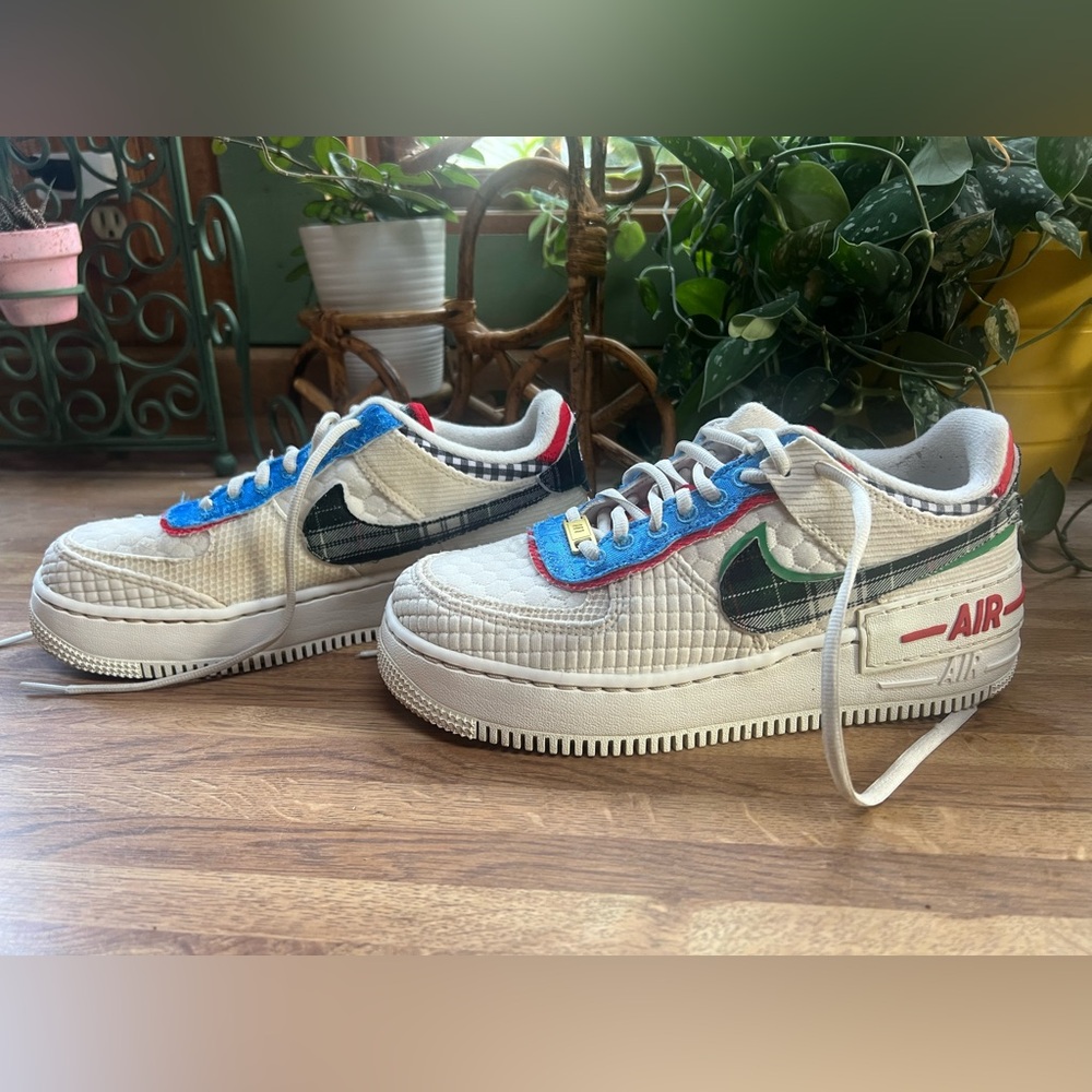 Nike Air Force AF1 Shadow, Womens Sneakers DZ5193-100, Sail Multi Color, Size 8